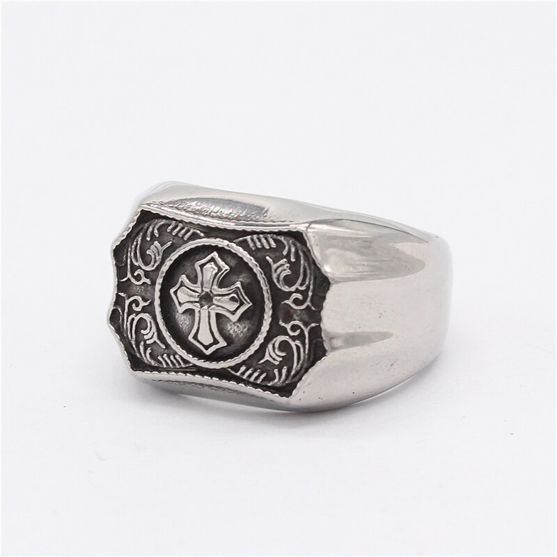 Vintage Cross Stainless Steel Ring - Rock & Spark