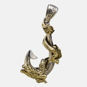 Pirate Anchor Golden Dragon Sterling Silver Men's Pendant