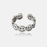 Simple Smiley Face Design Sterling Silver Open Ring