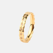 Wavy Stainless Steel CZ Stone Ring