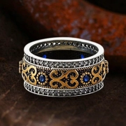 Sapphire Pattern Sterling Silver Men's Ring