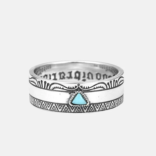 Bague turquoise indienne en argent sterling Rock Spark