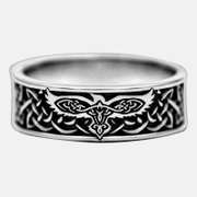Keltischer Knoten-Rabe-Edelstahl-Wikinger-Ring