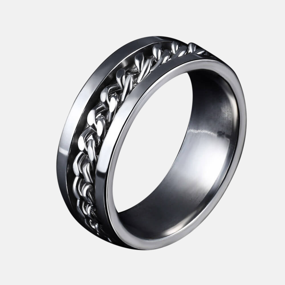 指輪・リング BASSCLEF Men's Ring Surgical Steel Chain Ring Stainless Steel Chain Rings - Ring Stainless Steel 10mm Men