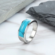 Turquoise Stainless Steel Men's Ring