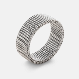 Mesh Tricolor Stainless Steel Biker Ring