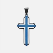 Pendentif croix bicolore en acier inoxydable ajouré