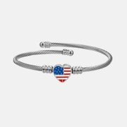 American Flag Love Heart Stainless Steel Bracelet