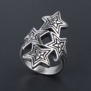 Four Pentagram Stainless Steel Ring