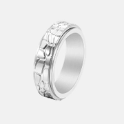 Simple Stone Texture Stainless Steel Spinner Ring