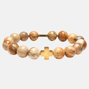 Bracelet de perles en pierre naturelle Christian Cross