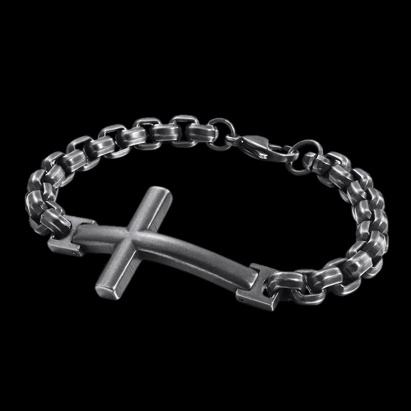 Cross Stainless Steel Men s Bracelet Rock Spark