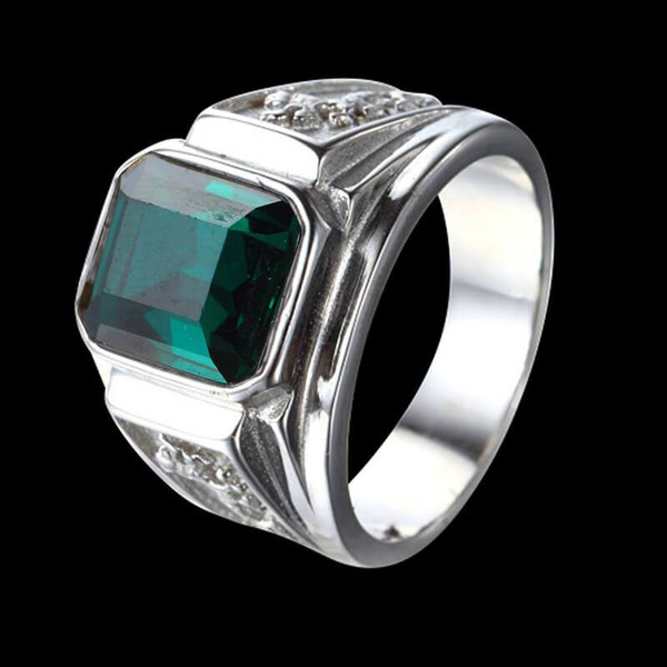 Bague carr e simple en acier inoxydable avec zircon Rock Spark