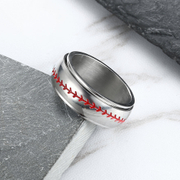 Rugby Pattern Stainless Steel Spinner Ring
