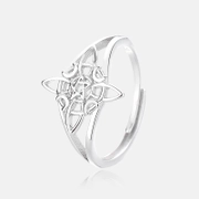 Simple Star Moon Hollow Sterling Silver Ring