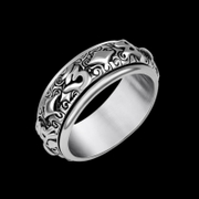 Six-Character Mantra Stainless Steel Spinner Ring
