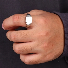 Simple Square Glossy Stainless Steel Ring