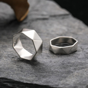 Geometric Diamond Sterling Silver Ring