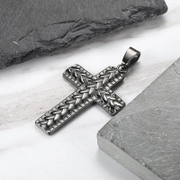 Braided Cross Stainless Steel Pendant