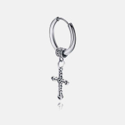 Boucles d'oreilles Hip-Hop Croix en acier inoxydable