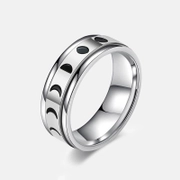 Moon Phase Crescent Stainless Steel Spinner Ring