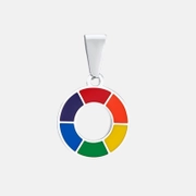 Pingente circular de aço inoxidável com bandeira do orgulho arco-íris