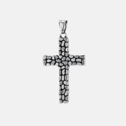 Vintage Pebble Pattern Stainless Steel Cross Pendant