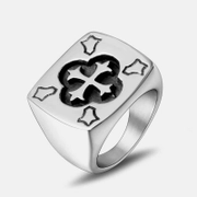 Vintage Cross Stainless Steel Square Ring