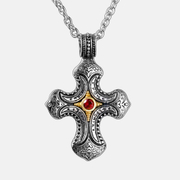 Pendentif croix pour homme en acier inoxydable sculpté de diamants