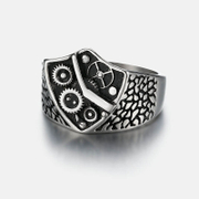 Vintage Gear Shield Stainless Steel Ring