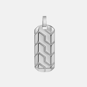 Geometric Tire Pattern Stainless Steel Square Pendant