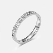 Simple Cross Diamond Stainless Steel Engagement Ring