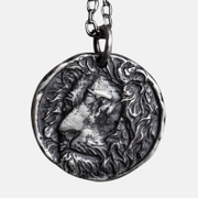 Carved Lion Head Sterling Silver Men's Pendant