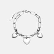 Simple Heart-Shaped Charm Stainless Steel Bracelet