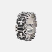 Anillo de acero inoxidable con cruz de hip hop retro