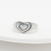 Simple Shell Double Heart Stainless Steel Ring