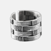 Vintage-Ring aus gewebtem Bambus-Sterlingsilber