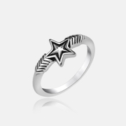 Simple Double Five-Pointed Star Stainless Steel Ring