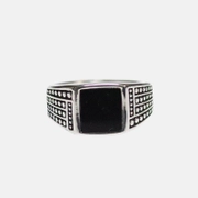 Vintage Black Onyx Stainless Steel Men's Ring