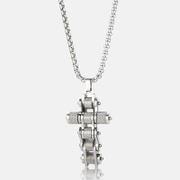 Vintage Bicycle Chain Cross Stainless Steel Necklace