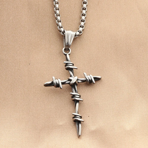 Thorns Cross Stainless Steel Pendant - Rock & Spark Thorns Cross Stainless Steel Pendant - Rock & Spark