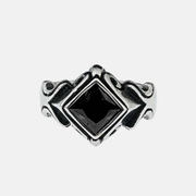 Punk Rhombus Gemstone Stainless Steel Ring