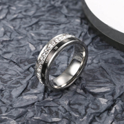 Roman Numeral Diamond Stainless Steel Ring