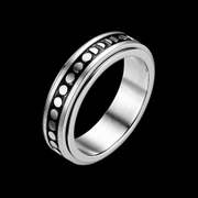 Phase Of The Moon Stainless Steel Spinner Ring
