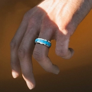Turquoise Tungsten Steel Men's Ring