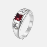 Bague en acier inoxydable avec incrustation de zircon carré simple