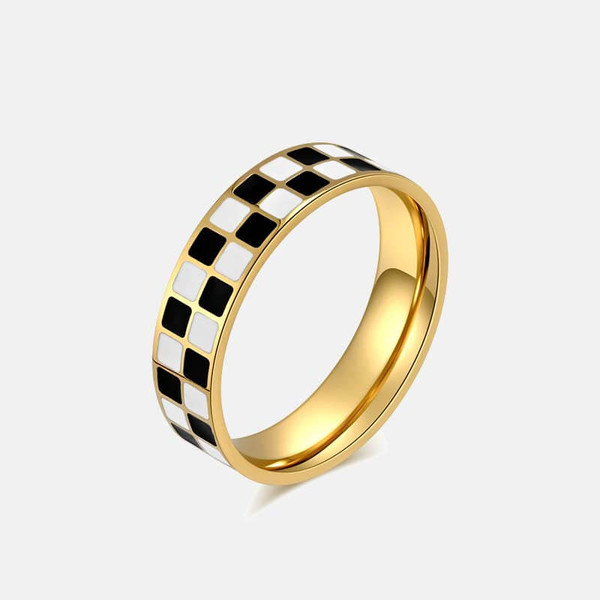 Achat Bague femme acier anneau doré fin pas cher