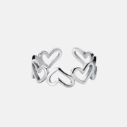 Bague ouverte en argent sterling avec motif cœur à cœur