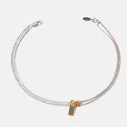 Zipper Brass CZ Stone Necklace