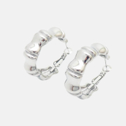 Boucles d'oreilles simples en acier inoxydable en forme d'os de bambou